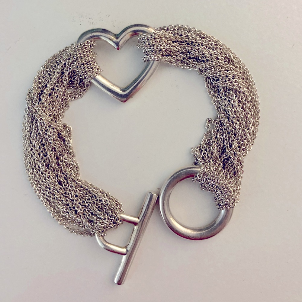 Tiffany & Co Silver Heart Multi Strand Bracelet